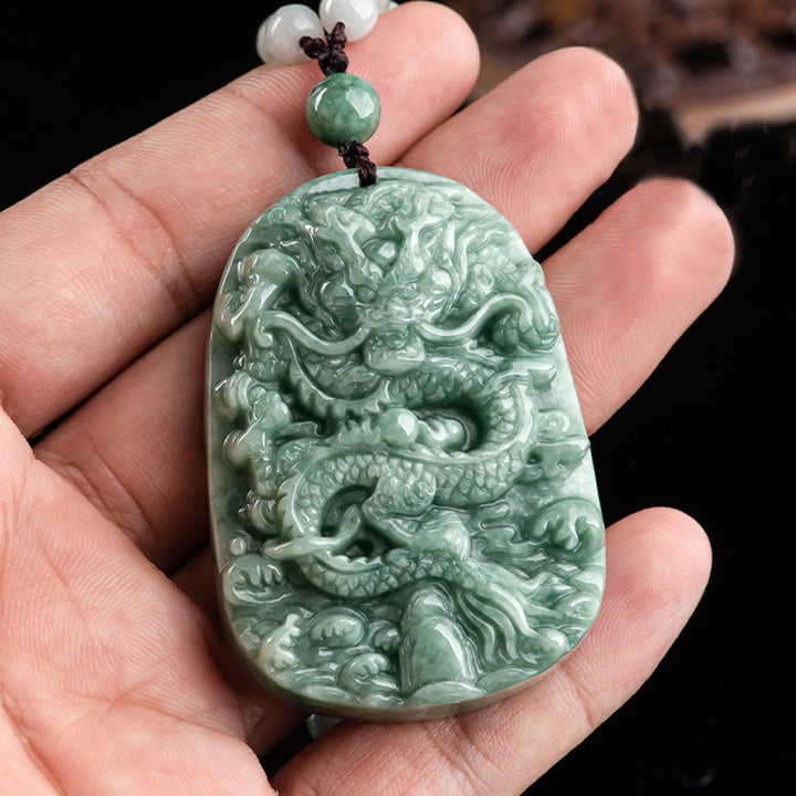 Collana con ciondolo a forma di corda con perline in Buddha Stones , drago, zodiaco cinese, prosperità - image 3