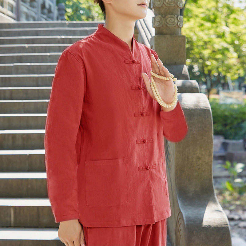 Set di abbigliamento da uomo Buddha Stones per la pratica spirituale Zen, yoga, meditazione e preghiera. - Rosso - US/UK/AU48, EU58 (6XL) - image 4
