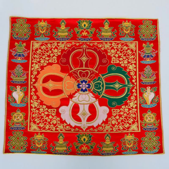 Tappetino da altare con preghiera a nodo infinito, meditazione curativa, 8 simboli di buon auspicio, runner da tavolo