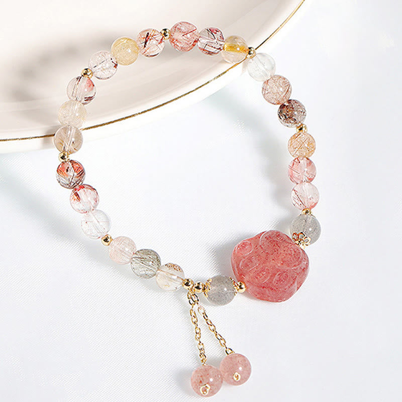 Braccialetto dell'amore con pietra di luna, artiglio di zampa di gatto, quarzo rutilato colorato, Buddha Stones - image 2