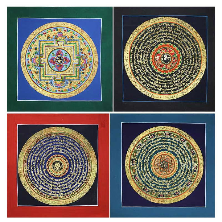 Dipinto Thangka tibetano fatto a mano, benedizione spirituale, scatola cieca, motivo a colori casuali