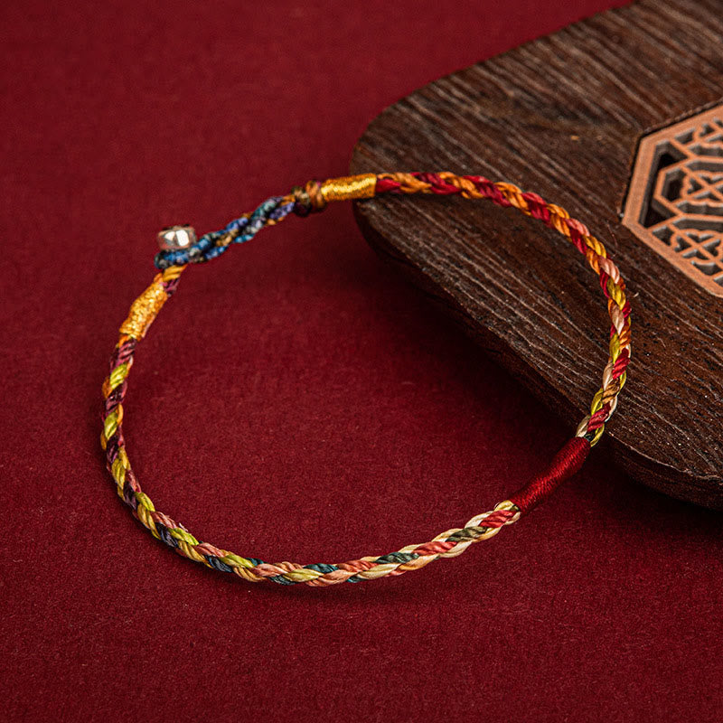 Braccialetto fatto a mano Buddha Stones con filo a cinque colori, per coppie di bambini e adulti