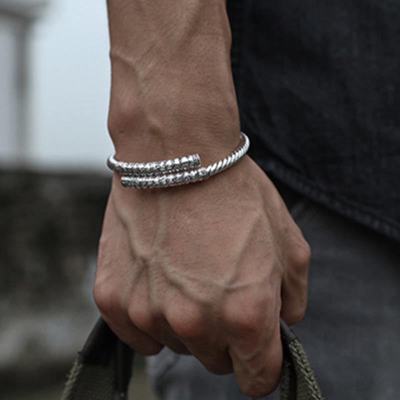 Braccialetto con ciondolo in rame bianco Buddha Stones cuore tibetano Sutra