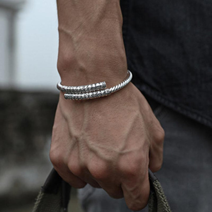 Braccialetto con ciondolo in rame bianco Buddha Stones cuore tibetano Sutra