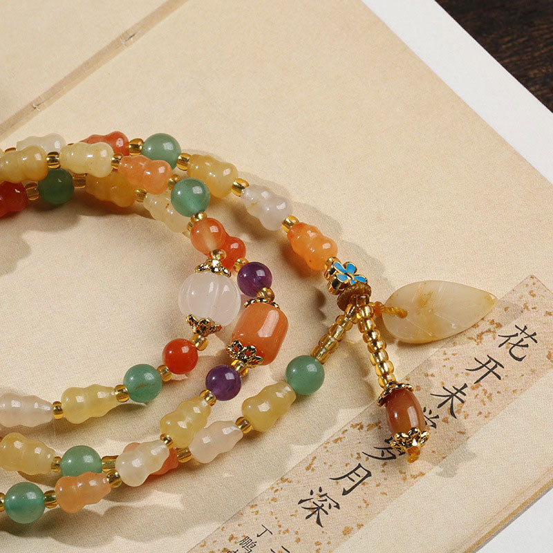 Bracciale Buddha Stones Golden Silk Jade Zucca Ricchezza