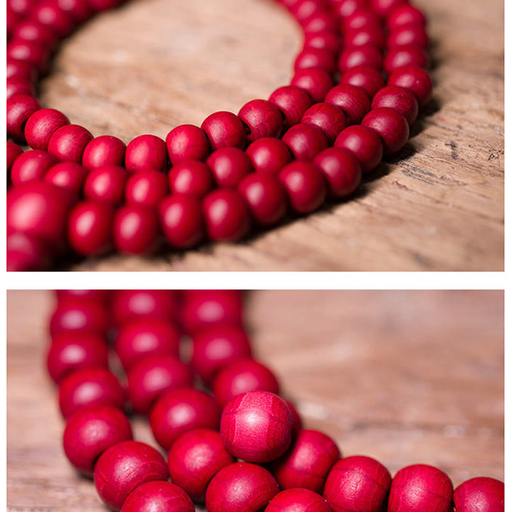 Buddha Stones 108 Mala Beads Natural Abelia Biflora Braccialetto di protezione in legno