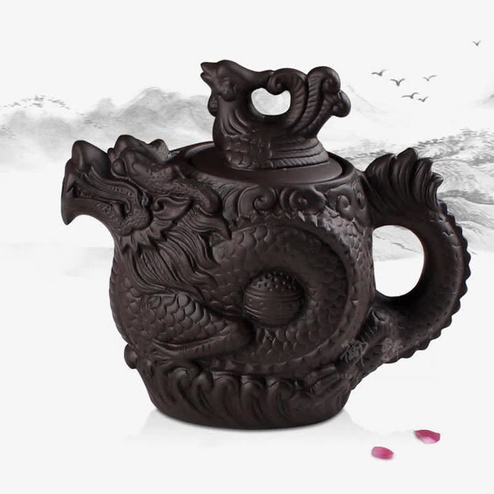 Teiera in ceramica vintage Dragon Phoenix