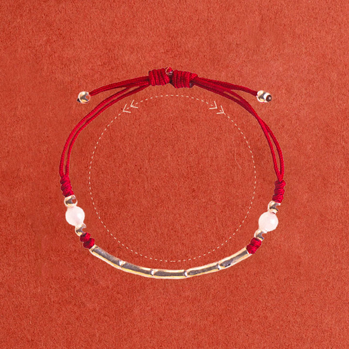 Braccialetto intrecciato con perline di protezione in argento sterling 925 Buddha Stones, agata bianca e agata rossa - image 4