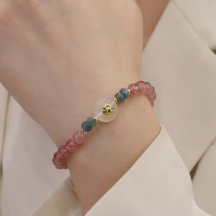 Braccialetto curativo in giada calcedonio quarzo fragola naturale Buddha Stones