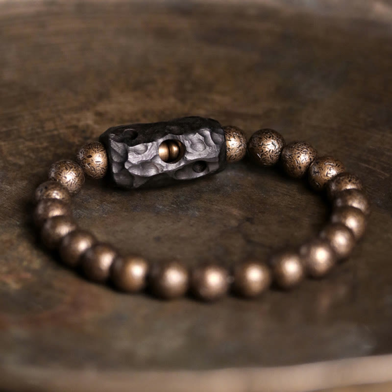 Braccialetto di perline di pace, equilibrio, in rame, legno di ebano del Tibet, Buddha Stones