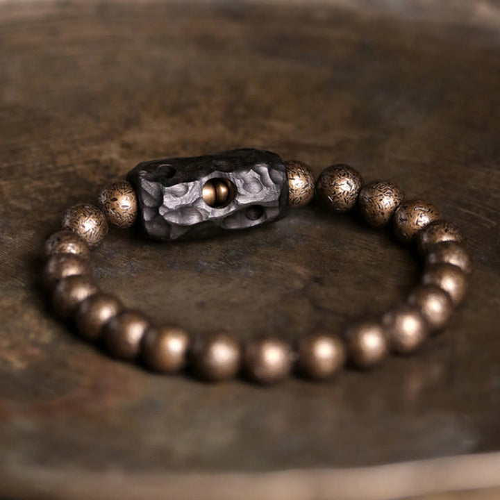Braccialetto di perline di pace, equilibrio, in rame, legno di ebano del Tibet, Buddha Stones