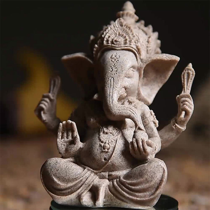 Buddha Stones Ganesh Ganpati Statua Elefante Ricchezza Benedizione Decorazione Casa - image 2