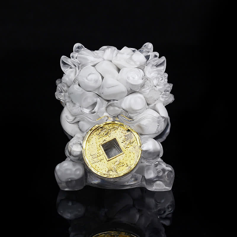 Buddha Stones fatte a mano carine PiXiu moneta d'oro cristallo Fengshui energia ricchezza fortuna decorazione della casa - Turchese bianco - image 19