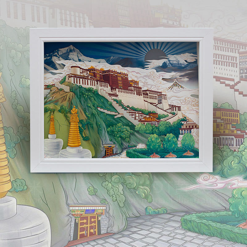 Lampada da tavolo a LED creativa con luci notturne in carta intagliata a LED del palazzo del Potala del Tibet - image 1