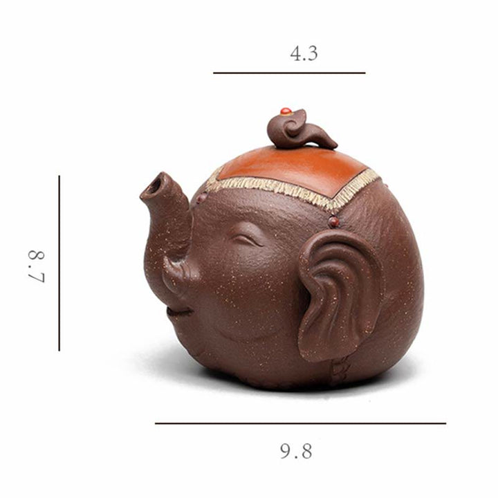 Teiera in ceramica viola con Buddha Stones, elefante carino e nuvole di buon auspicio