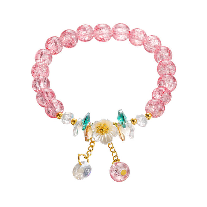 Braccialetto di perline di vetro con ciondolo a forma di fiore con design semplice Buddha Stones