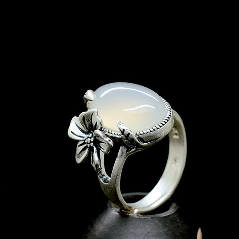 Anello in argento sterling 990 con calcedonio naturale e prugna, armonia positiva - image 13