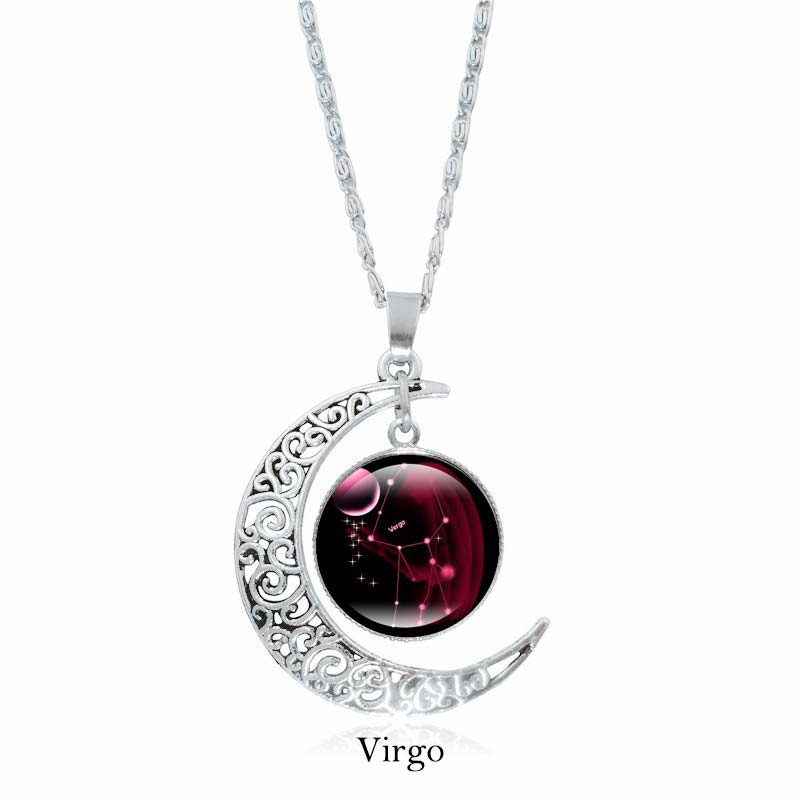 Buddha Stones Collana con ciondolo a catena con 12 costellazioni dello zodiaco e protezione della luna - Vergine - image 11