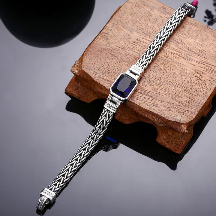 Bracciale con fibbia per la ricchezza e guarigione con chiglia di drago in acrilico blu retrò Buddha Stones