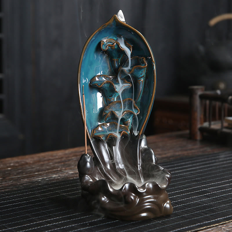 Bruciatore di incenso a cascata Buddha Stones, porta incenso a riflusso
