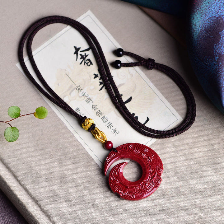 Buddha Stones La fortuna di una persona migliora il design del modello Collana con ciondolo di benedizione in cinabro naturale