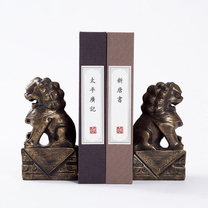 2 pezzi Statua di leone Coraggio Forza Resina Decorazione per casa e ufficio - Una coppia di leoni-marroni - image 7