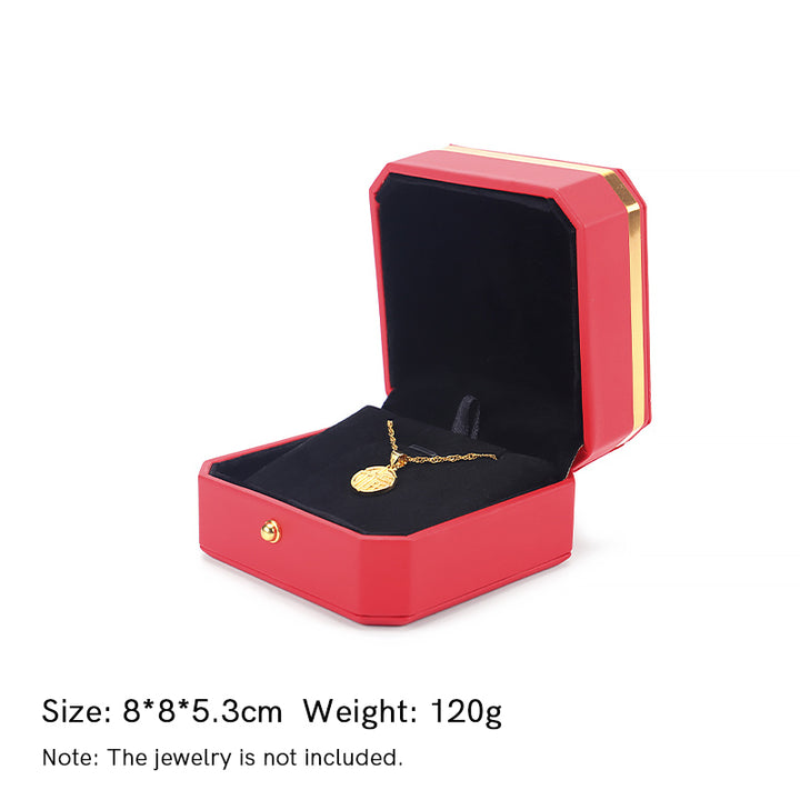Scatola portaoggetti per gioielli in pelle PU, scatola regalo - Rosso - Scatola pendente (8*8*5,3 cm) - image 20