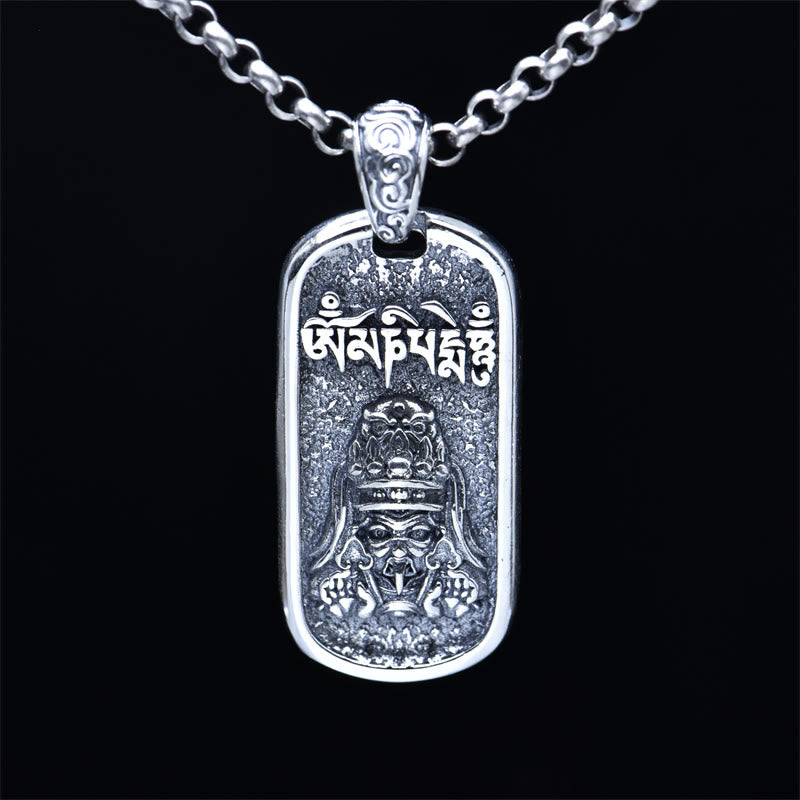 Buddha Stones 925 Sterling Silver Zakiram Dea della Ricchezza Om Mani Padme Hum Collana Pendente della Pace - image 2