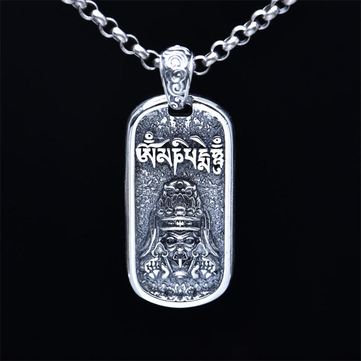 Buddha Stones 925 Sterling Silver Zakiram Dea della Ricchezza Om Mani Padme Hum Collana Pendente della Pace - image 2