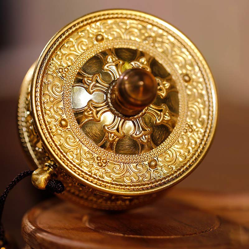 Ruota di preghiera tibetana Sei parole vere Decorazione curativa in legno di sandalo - image 6