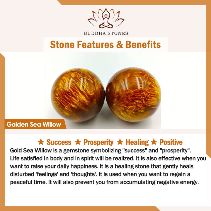 Buddha Stones Golden Sea Willow Braccialetto Mala Successo Positivo - image 17