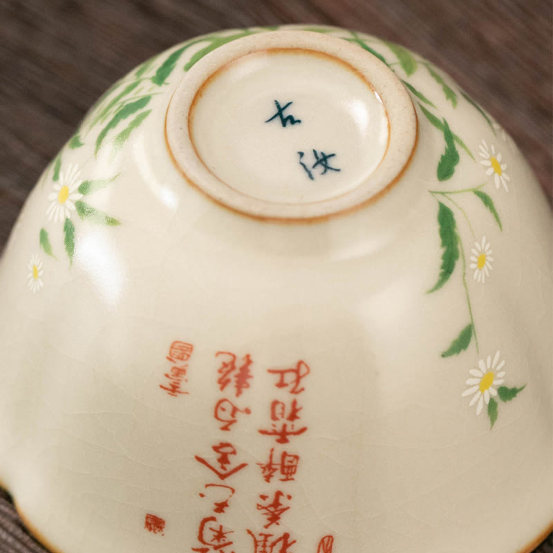 Buddha Stones Fiore di pesco Margherita Fiore Tazza da tè in ceramica Tazze da tè Kung Fu - image 5