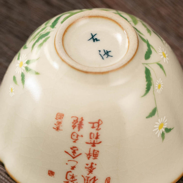 Buddha Stones Fiore di pesco Margherita Fiore Tazza da tè in ceramica Tazze da tè Kung Fu - image 5