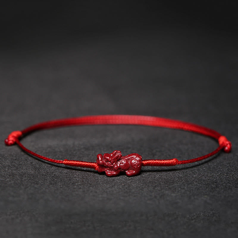 Braccialetto intrecciato con benedizione di Buddha Stones , fatto a mano, con fiore di prugna, quadrifoglio, PiXiu, loto, pesce koi, cinabro