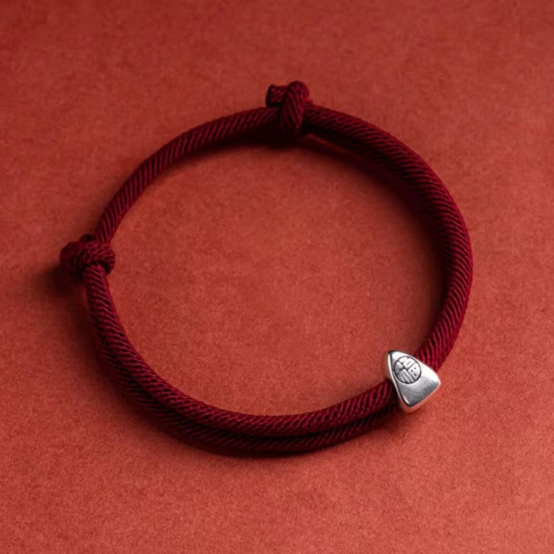 Bracciale intrecciato fatto a mano con carattere Fu in argento sterling 925 Buddha Stones - image 2