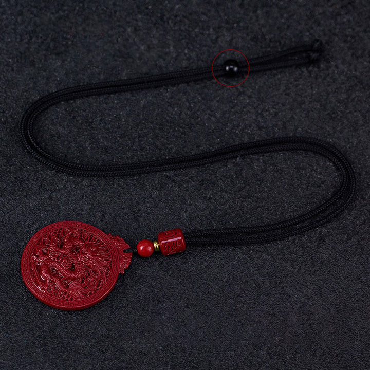 Collana con ciondolo di protezione del drago in cinabro naturale dell'anno del drago di Buddha Stones