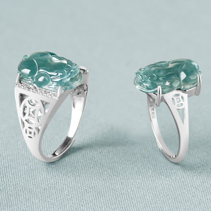 Anello di fortuna in argento sterling 925 Buddha Stones, Fengshui, ricchezza, prosperità, giada PiXiu - image 2