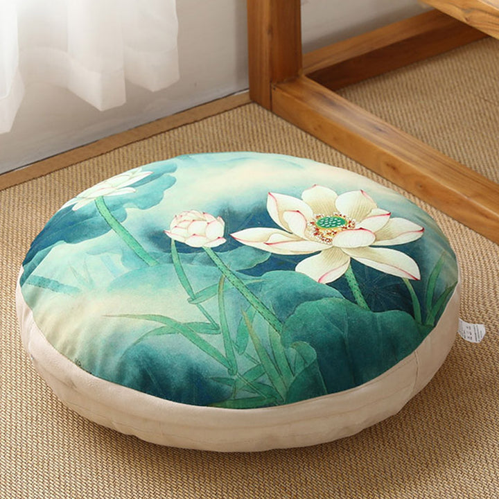 Cuscino per seduta da meditazione in lino con motivo semplice Buddha Stones e loto, decorazione per la casa e il soggiorno - Staccabile - Circa 40 cm × 10 cm (possibili leggere variazioni) - Acquamarina media - image 30