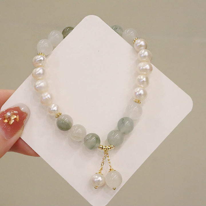 Braccialetto di sincerità di guarigione di perle naturali Buddha Stones Jade