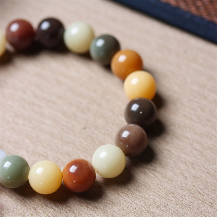 Braccialetto della pace con ciondolo in vetro Liuli con semi di Bodhi multicolore sfumato naturale Buddha Stones