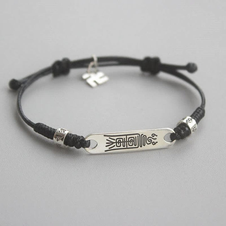 Braccialetto Buddha Stones 925 Sterling Silver Red String Luck Strength Treccia - Donne - Nero (circonferenza polso 15-20 cm) - image 6