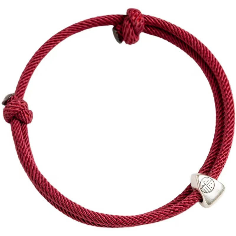 Bracciale intrecciato fatto a mano con carattere Fu in argento sterling 925 Buddha Stones - image 10