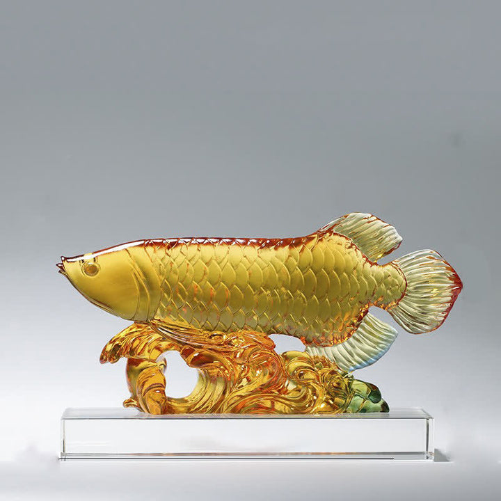 Pezzo d'arte fatto a mano in cristallo Liuli Koi Fish, decorazione per ufficio e casa - image 1