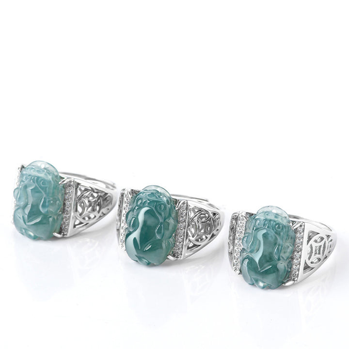 Anello di fortuna in argento sterling 925 Buddha Stones, Fengshui, ricchezza, prosperità, giada PiXiu - image 16