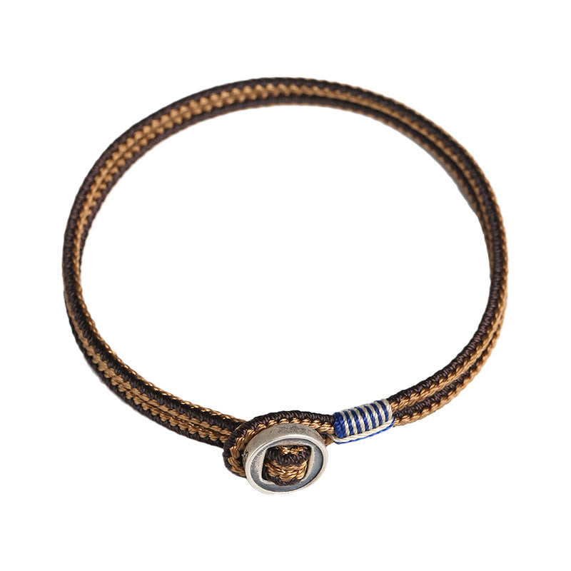 Braccialetto con cordino intrecciato di protezione con bottone fatto a mano in argento sterling 925 Buddha Stones - image 14
