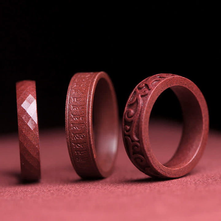 Anello di benedizione Buddha Stones Cinnabar Om Mani Padme Hum Nuvole di buon auspicio - image 0