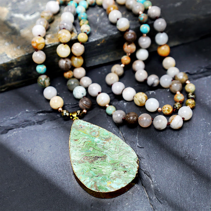 Collana di perline di guarigione in diaspro Picasso naturale dell'oceano Buddha Stones - image 2