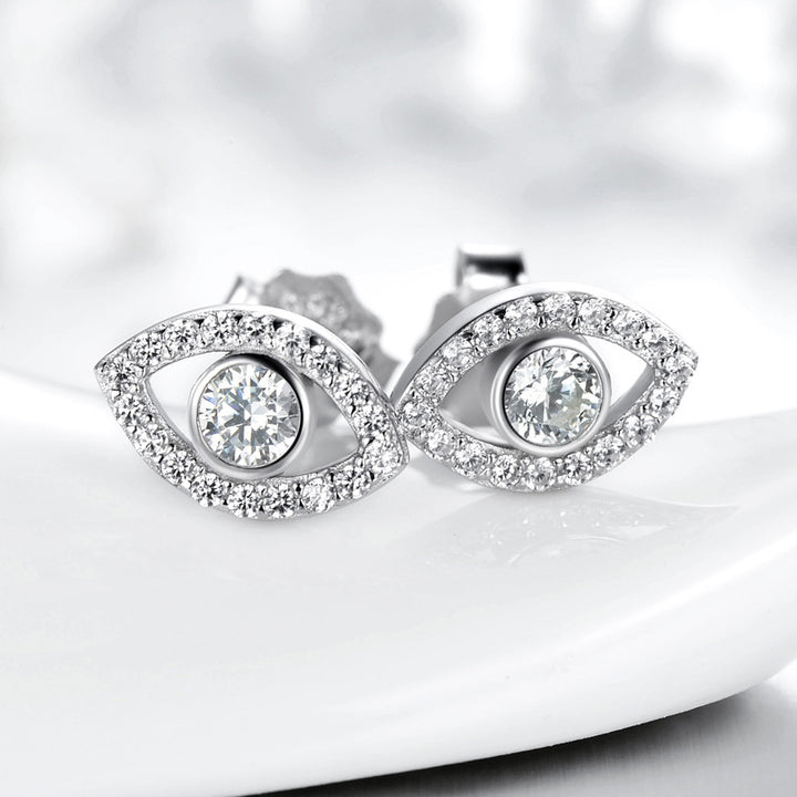 Orecchini a bottone con simbolo del malocchio in argento sterling 925 Buddha Stones - image 2