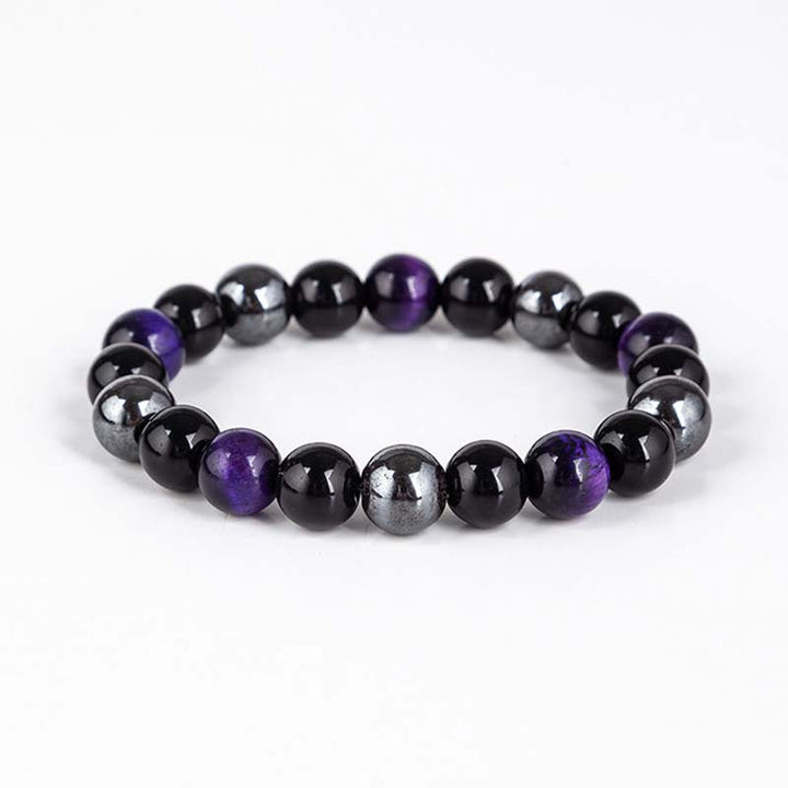 Set di bracciali e collane con occhio di tigre tibetano Buddha Stones