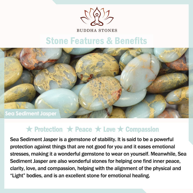 Buddha Stones 108 Mala Beads Pietra naturale Sedimento marino Jasper Lotus Bracciale di protezione